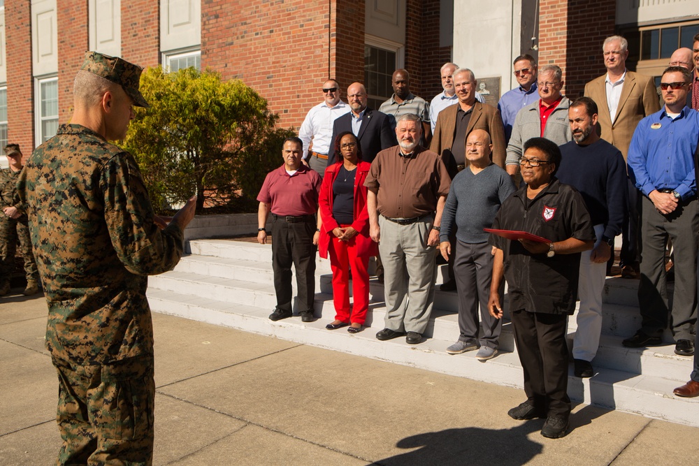 MCB Camp Lejeune Barber Receives LOA for 40 years of service