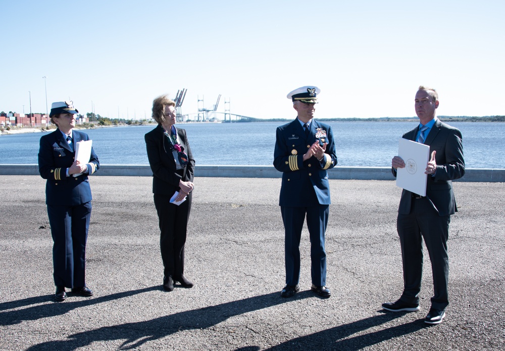 Coast Guard presents award to President of St. Johns Bar Pilot Association