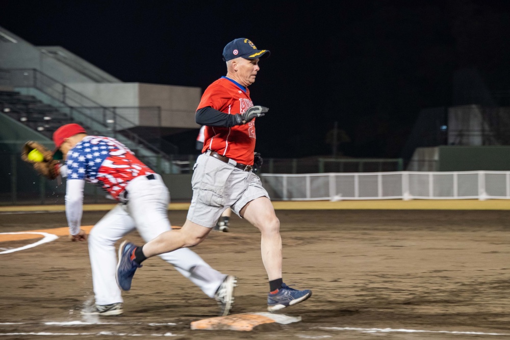 USS America vs Marine Corps Air Station Iwakuni softball game