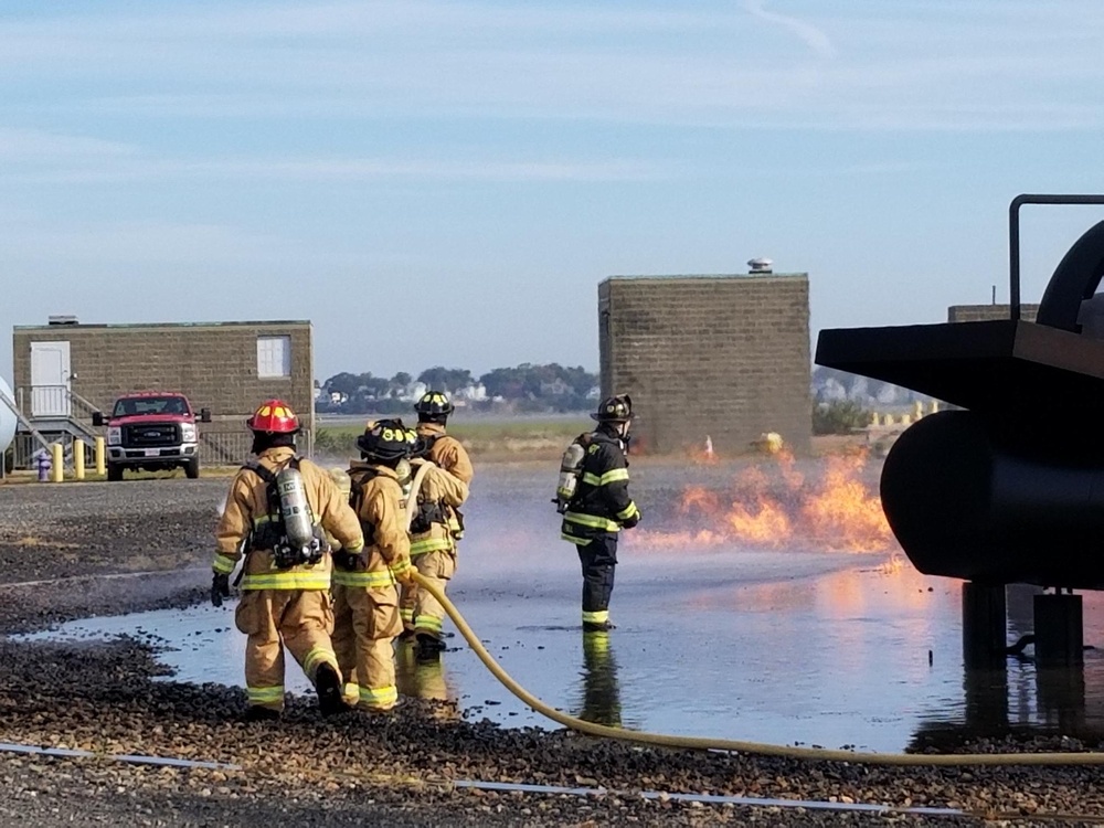 Firefighters train to fight aircraft burns at Boston-Logan International Airport