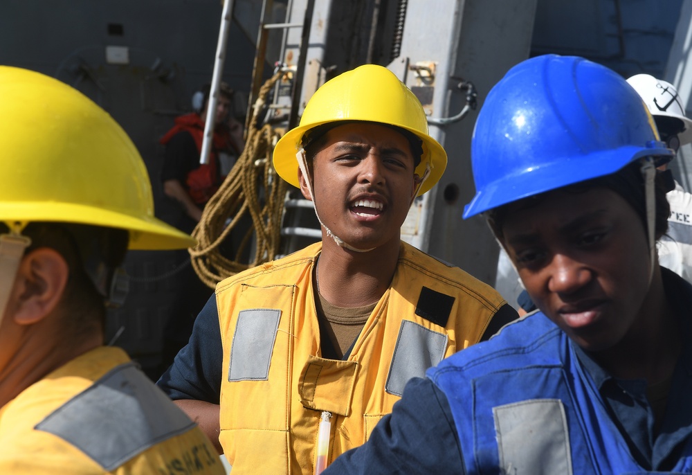 USS Chafee (DDG 90) Conducts Replenishment-At-Sea In South China