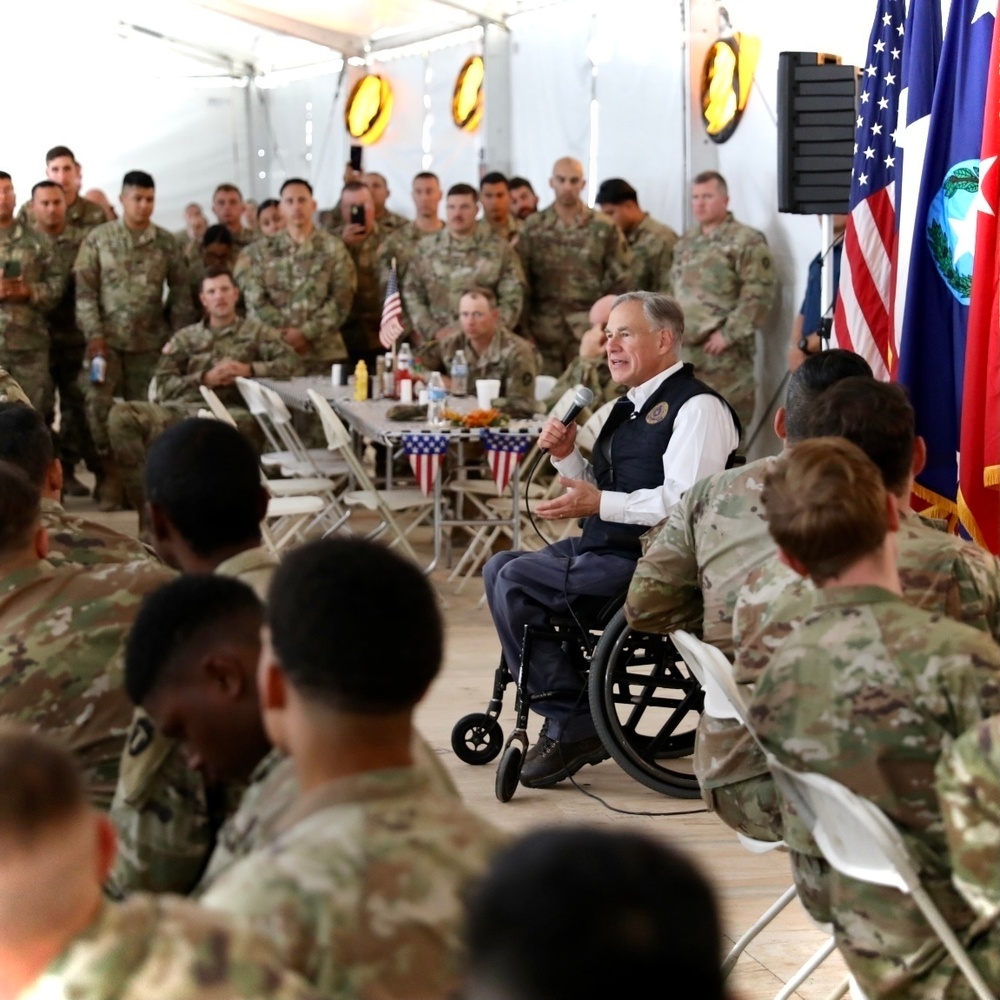 Governor Abbott visits Texas Guard, DPS troopers on border