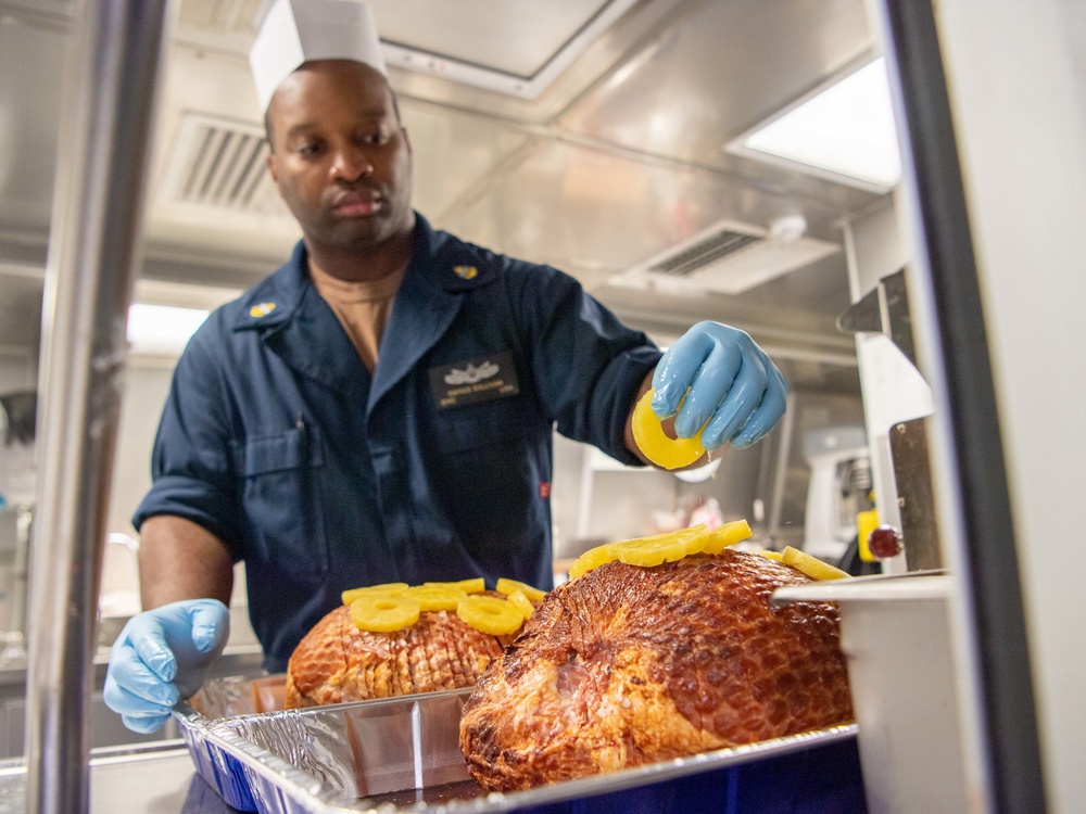 USS Charleston Sailors Prepare a Thanksgiving Meal