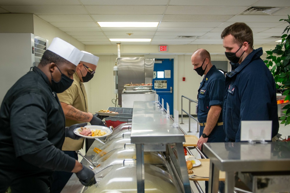 Sailors Eat During a Thanksgiving Day Meal