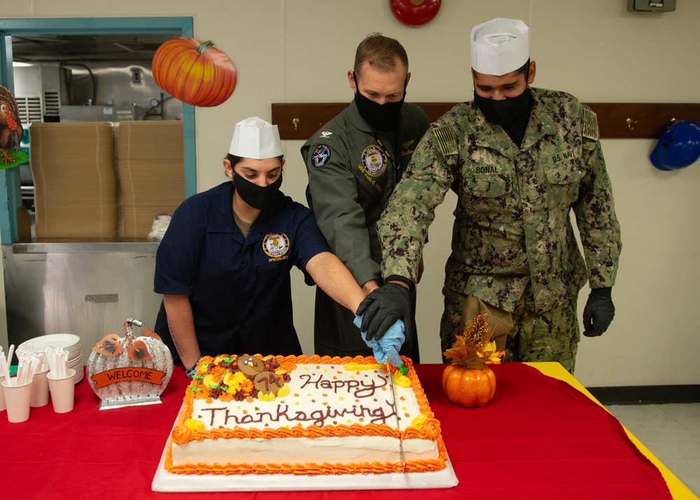 Sailors Eat During a Thanksgiving Day Meal