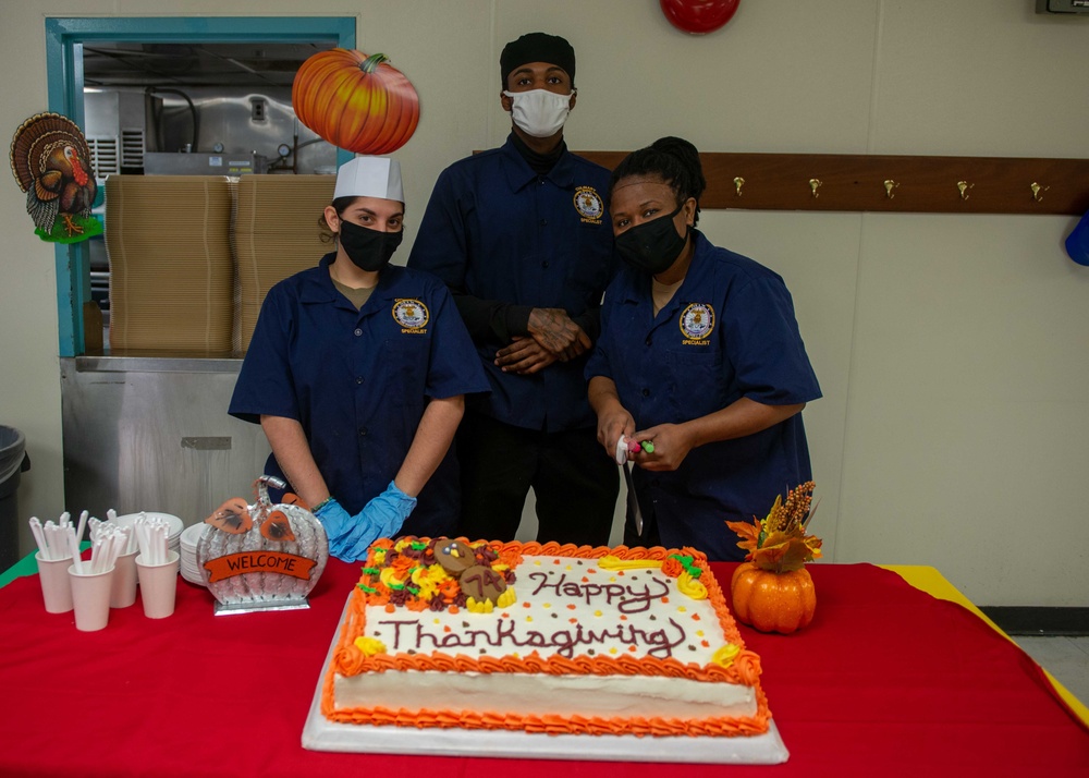 Sailors Eat During a Thanksgiving Day Meal