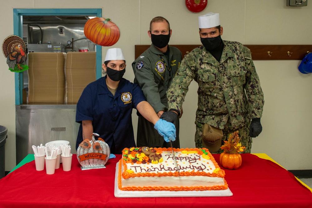 Sailors Eat During a Thanksgiving Day Meal