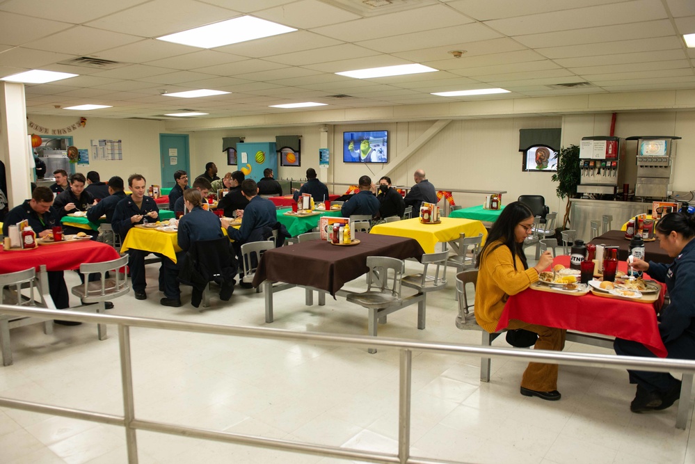 Sailors Eat During a Thanksgiving Day Meal