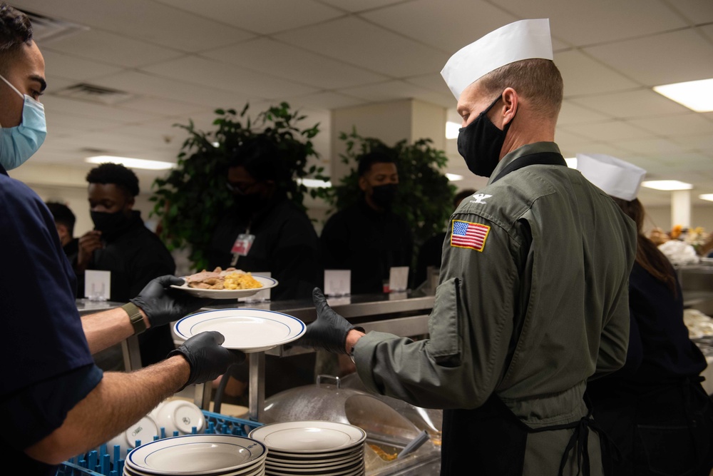 Sailors Eat During a Thanksgiving Day Meal