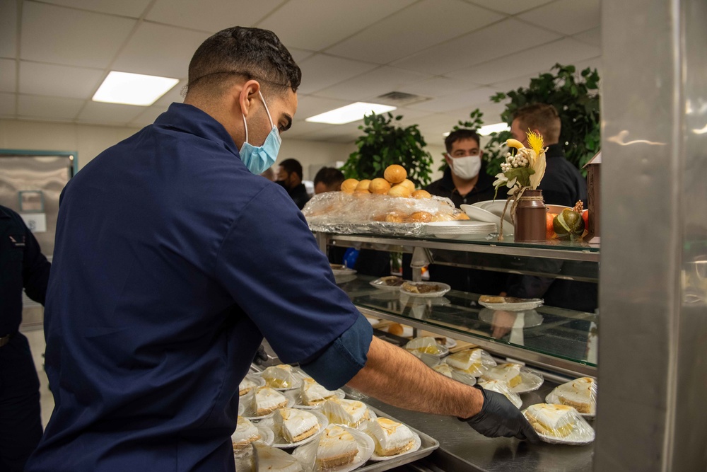 Sailors Eat During a Thanksgiving Day Meal