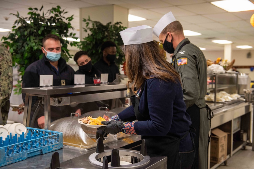 Sailors Eat During a Thanksgiving Day Meal