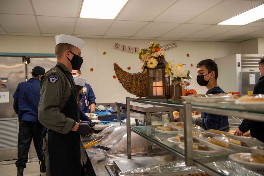 Sailors Eat During a Thanksgiving Day Meal