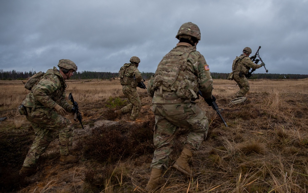 Soldiers with 3rd Battalion, 66th Armored Regiment, 1st Armored Brigade Combat Team, 1st Infantry Division conduct range operations at Camp Ādaži