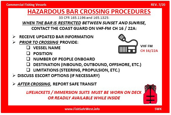 Coast Guard Bar Crossing Procedures