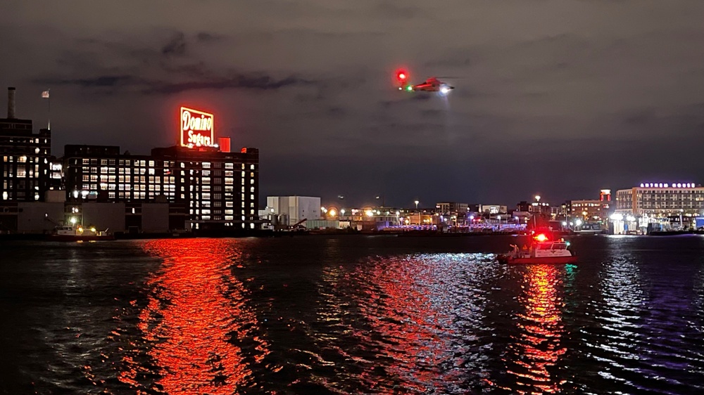 Coast Guard, partner agencies search for person in the water in the Baltimore Harbor