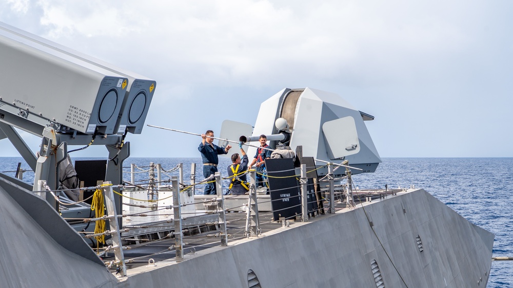 USS Charleston Sailors Conduct Maintenance on Mk 110 57mm