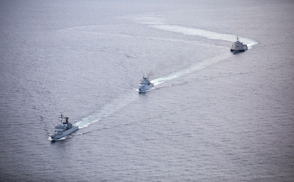 USS Tulsa Sails with KD Lekiu and KD Lekir