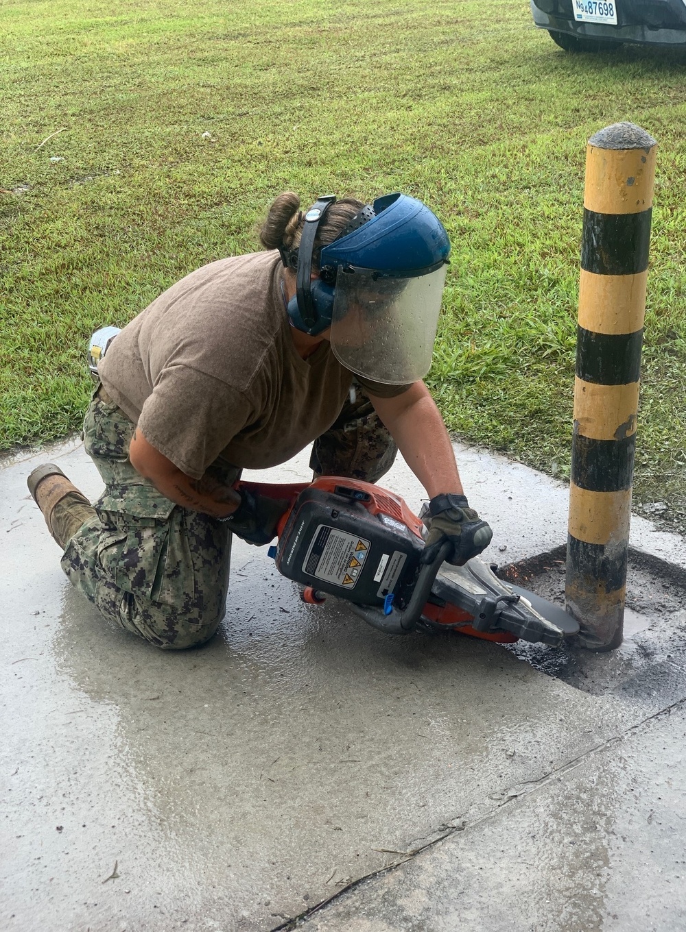 US Navy Seabees with NMCB-5 support the Pacific Air Force onboard Naval Support Facility Diego Garcia