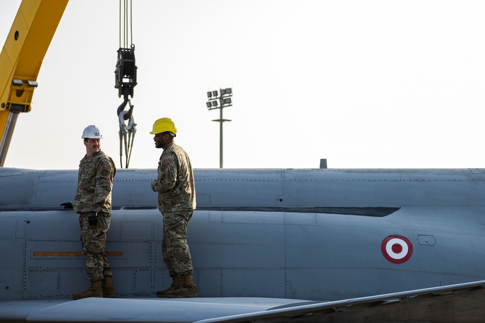 39th MXS aircraft recovery team performs crane-lift exercise
