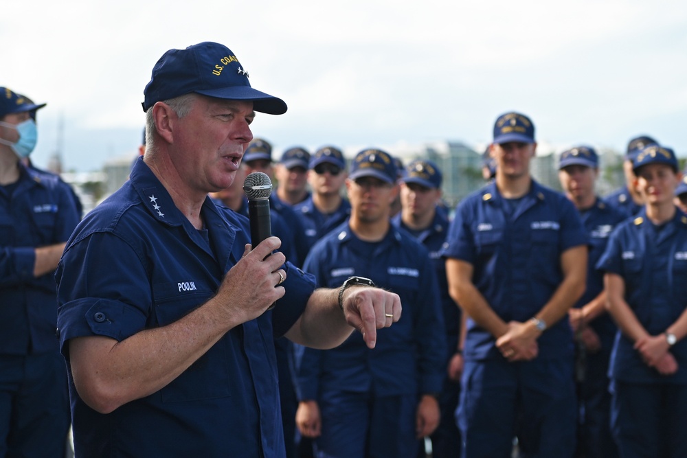 U.S. Coast Guard Atlantic Area commander on USCGC Thetis