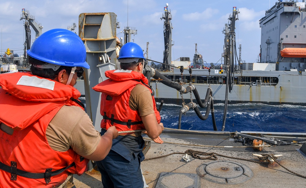 USS Chafee (DDG 90) Conducts A Replenishment-At-Sea in South China Sea