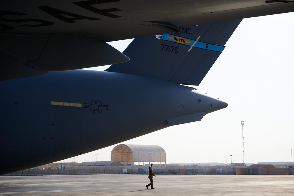 C-17 Globemaster III delivers supplies across the AFCENT AOR