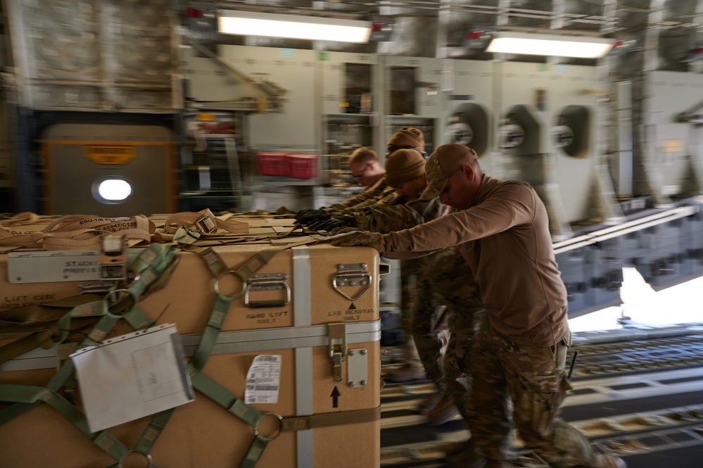 C-17 Globemaster III delivers supplies across the AFCENT AOR