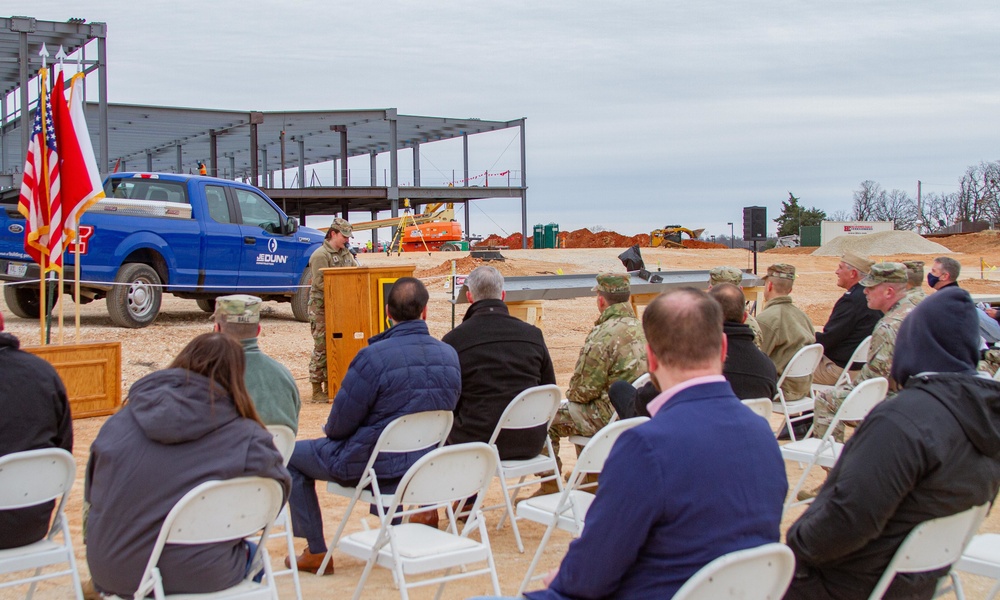 The scene for the ceremony in front of the rising hospital - Fort Leonard Wood Replacement Hospital Project