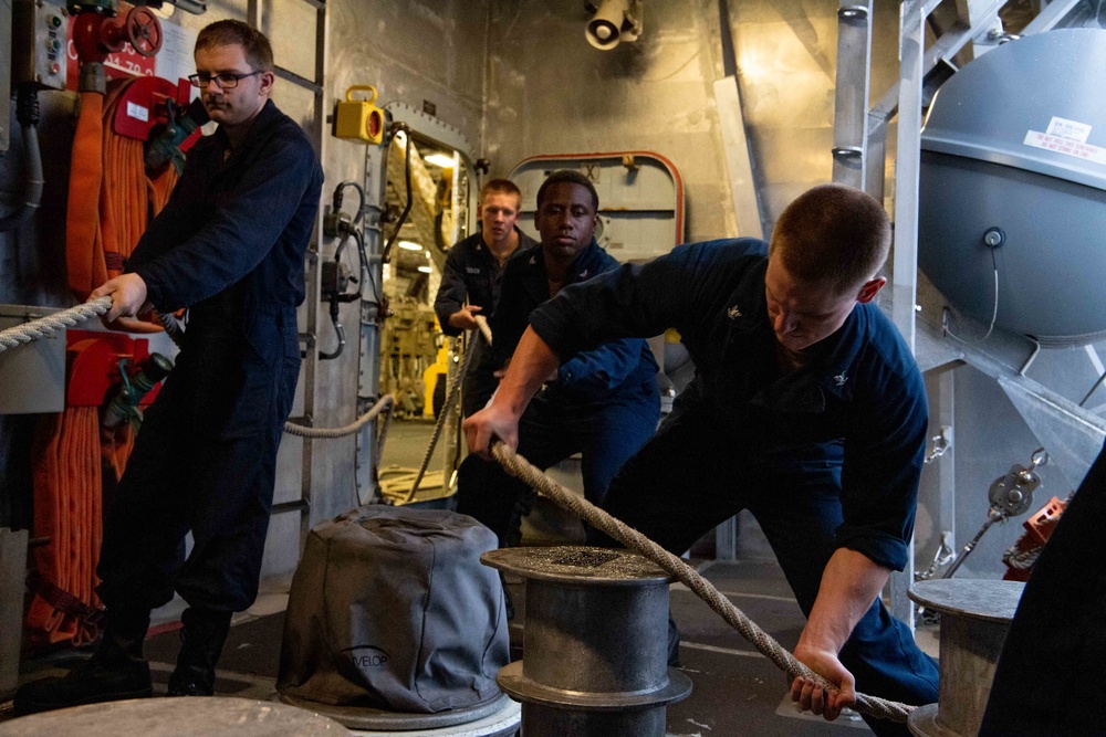USS Charleston Sailors Participate in Sea and Anchor Evolution