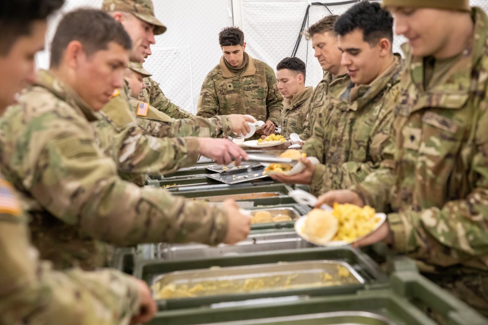 1st Infantry Division Soldiers celebrate Thanksgiving in the field at Camp Ādaži, Latvia