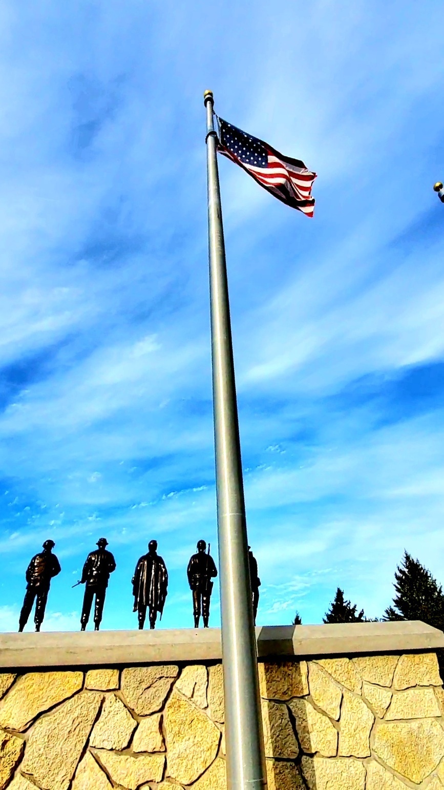 Flags at Fort McCoy's Veterans Memorial Plaza