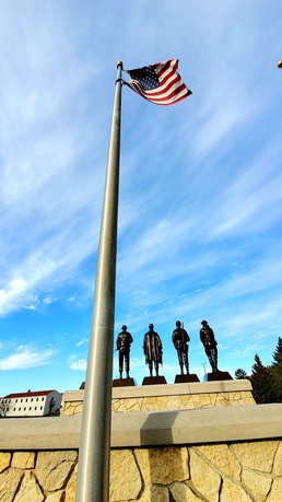 Flags at Fort McCoy's Veterans Memorial Plaza