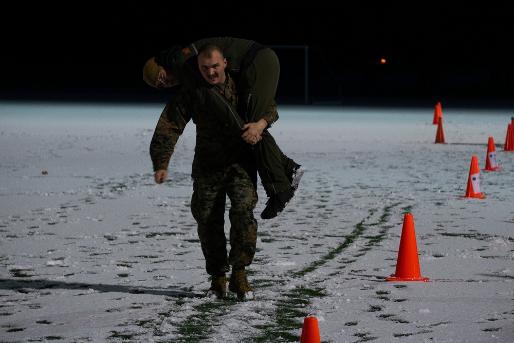 Marines always train rain or shine, even snow