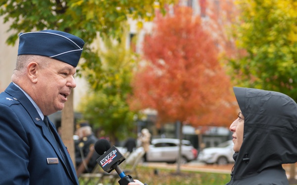 Brig. Gen. William Robertson speaks at Veteran’s Day ceremony in Peoria, Illinois, Nov. 11, 2021