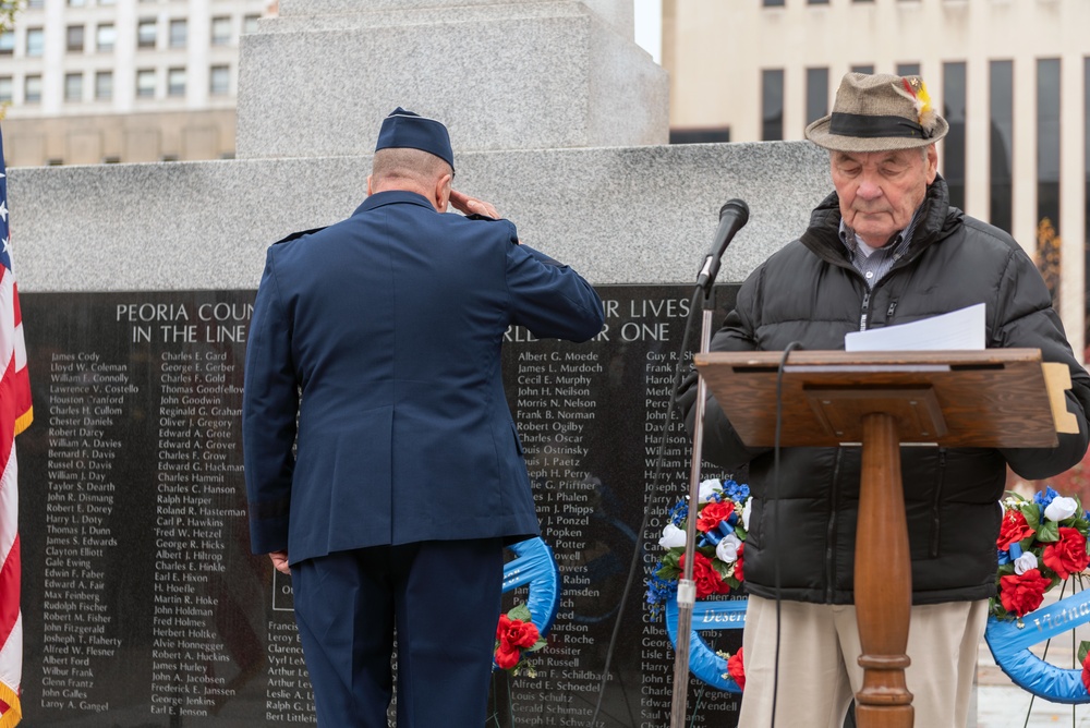 Brig. Gen. William Robertson speaks at Veteran’s Day ceremony in Peoria, Illinois, Nov. 11, 2021