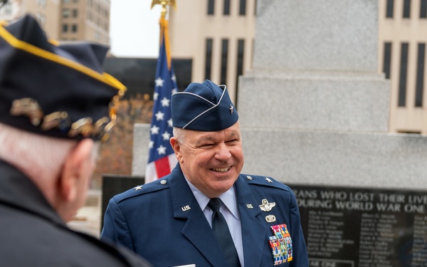 Brig. Gen. William Robertson speaks at Veteran’s Day ceremony in Peoria, Illinois, Nov. 11, 2021