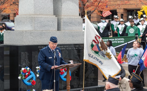 Brig. Gen. William Robertson speaks at Veteran’s Day ceremony in Peoria, Illinois, Nov. 11, 2021