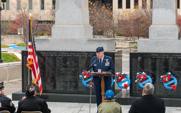 Brig. Gen. William Robertson speaks at Veteran’s Day ceremony in Peoria, Illinois, Nov. 11, 2021