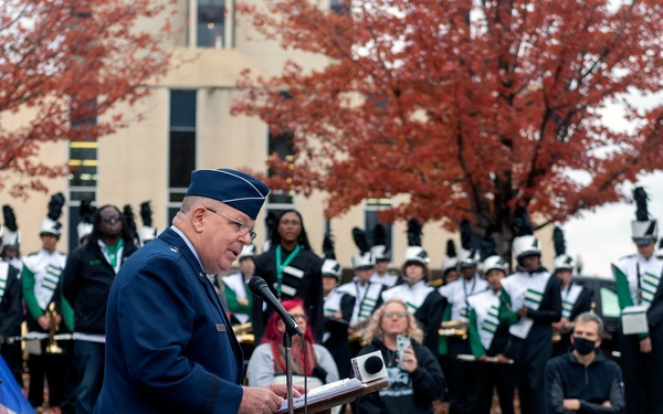 Brig. Gen. William Robertson speaks at Veteran’s Day ceremony in Peoria, Illinois, Nov. 11, 2021