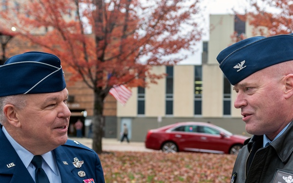 Brig. Gen. William Robertson speaks at Veteran’s Day ceremony in Peoria, Illinois, Nov. 11, 2021