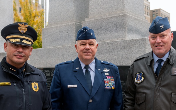 Brig. Gen. William Robertson speaks at Veteran’s Day ceremony in Peoria, Illinois, Nov. 11, 2021