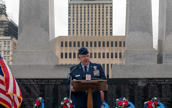 Brig. Gen. William Robertson speaks at Veteran’s Day ceremony in Peoria, Illinois, Nov. 11, 2021