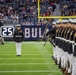 Marines with the Silent Drill Platoon perform during a halftime show at NRG Stadium in Houston, Texas