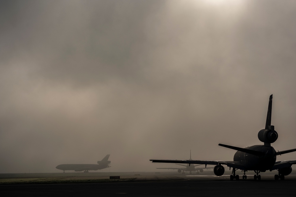 Foggy morning on Travis AFB
