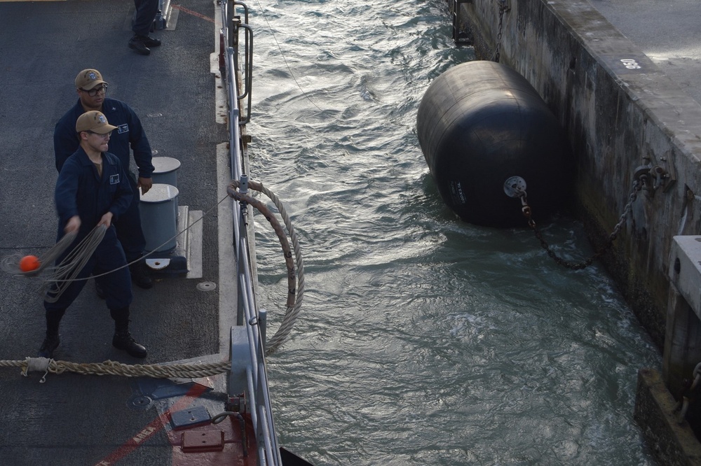 USS Lake Champlain visits Guam Naval Base during port visit