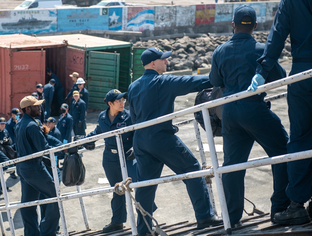 USS Michael Murphy visits Djibouti for a Logistics Visit Supported by Camp Lemonnier
