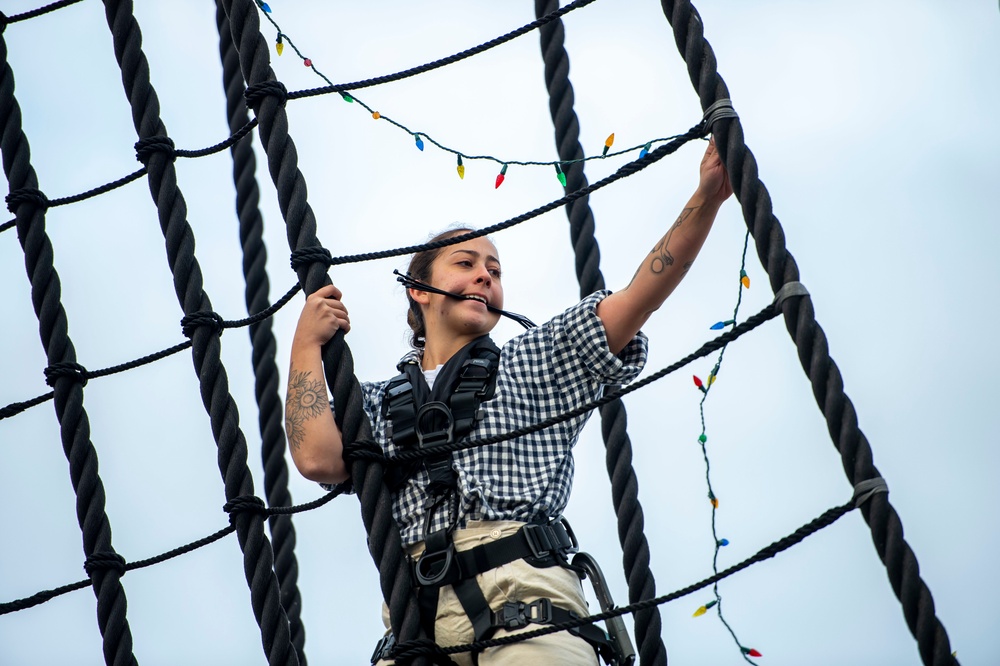 Sailors decorate USS Constitution