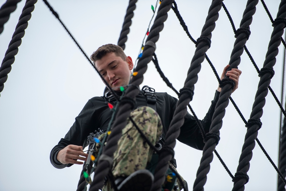 Sailors decorate USS Constitution