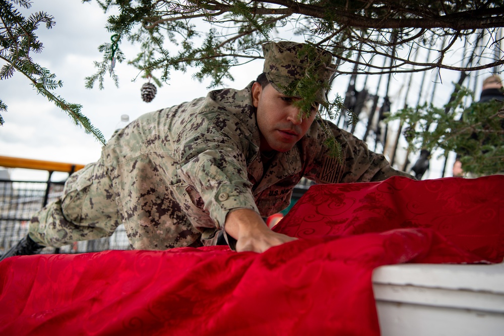 Sailors decorate USS Constitution