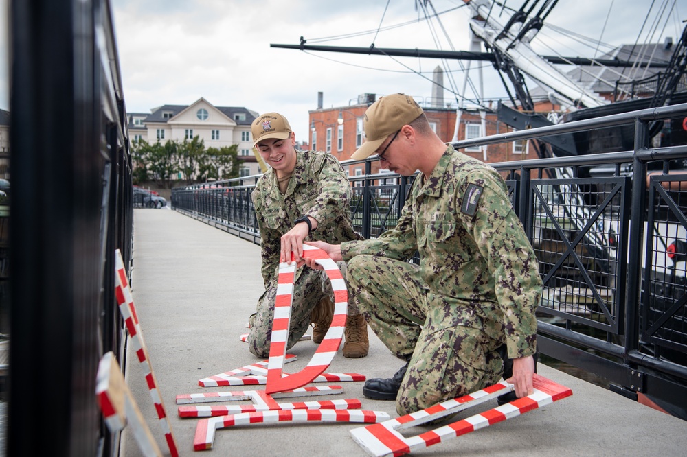 Sailors decorate USS Constitution